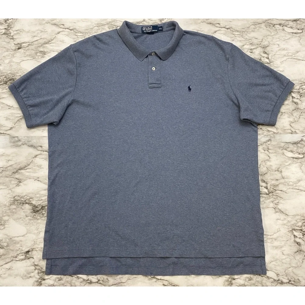 Polo By Ralph Lauren Mens Polo Shirt Size 2XL Blue Gray Short Sleeve Emb Logo